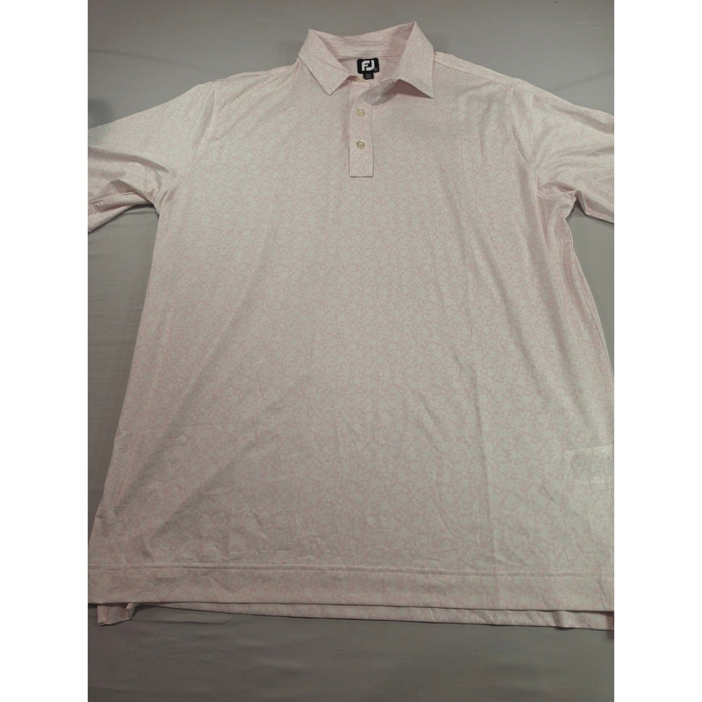 FootJoy Mens Pink Floral Print Golf Polo Shirt Short Sleeve Size Large FJ 1172